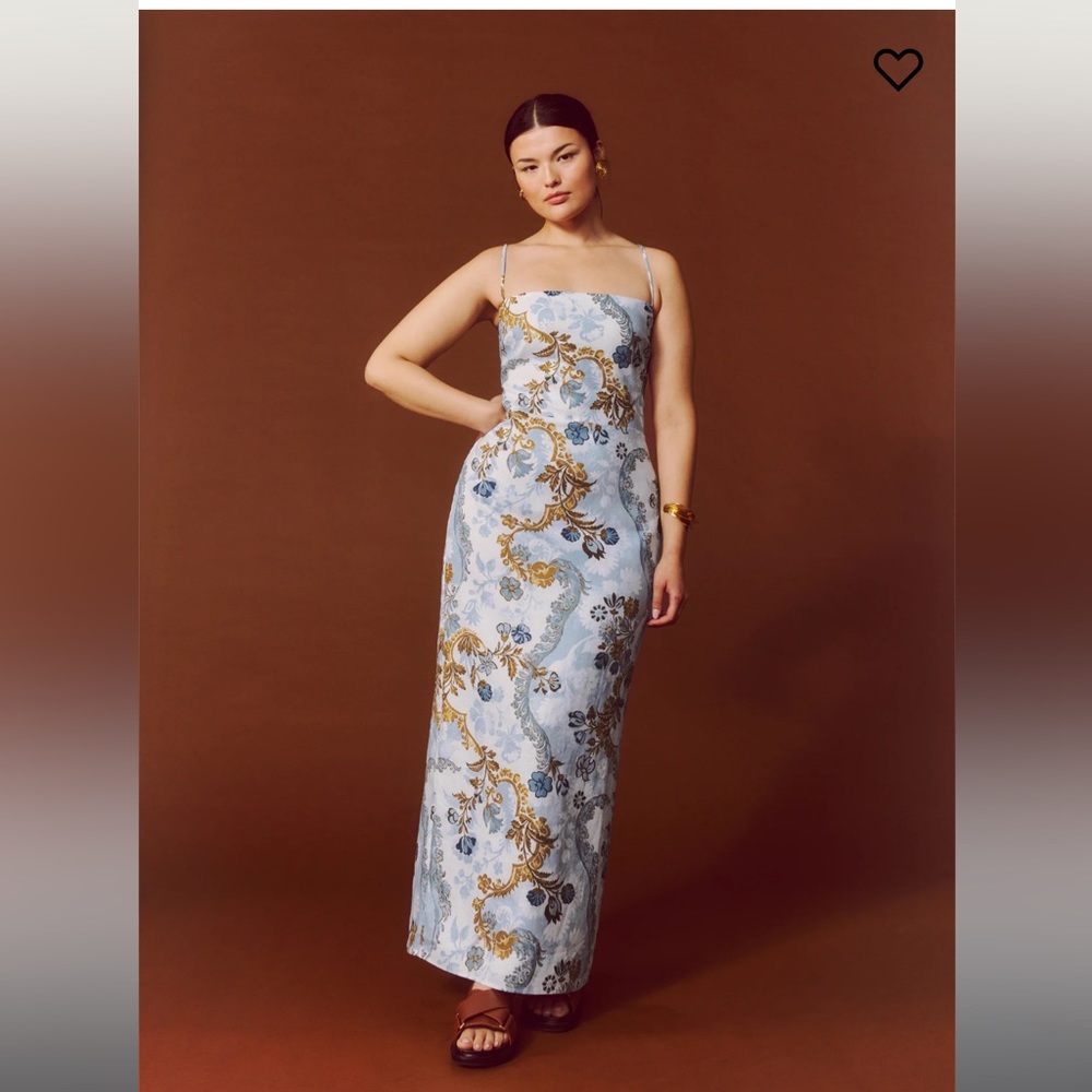 Reformation Blue and Gold Floral Maxi Dress